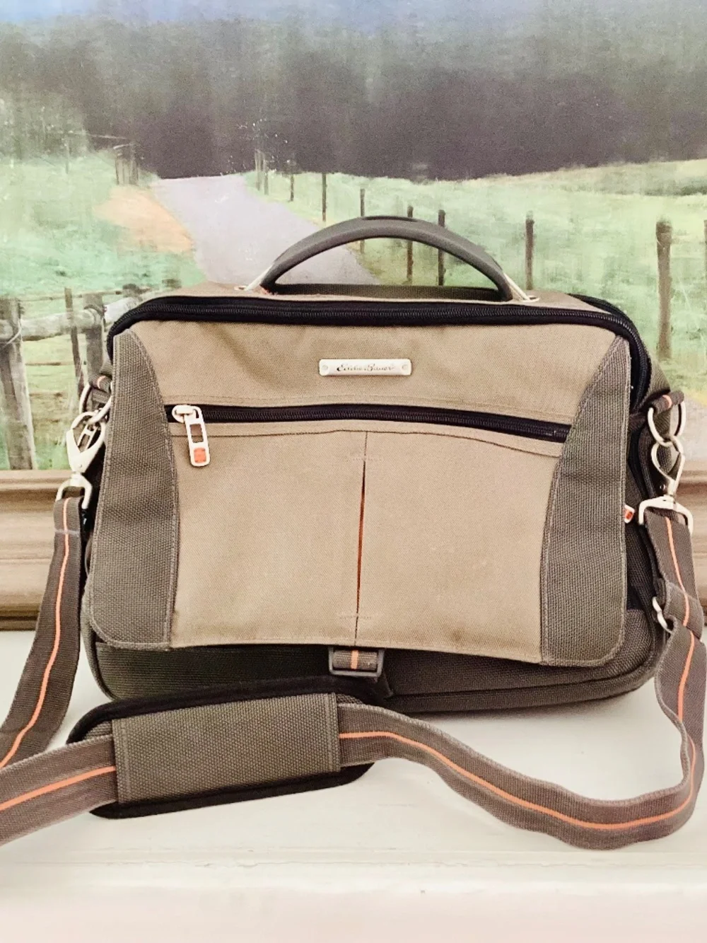 Eddie Bauer Messenger Bag Laptop Carrying Case Cable Handle Computer Carrier
